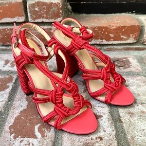 CABI Tiptoe Vibrant Red Rope Strappy Sandals Women Size 7